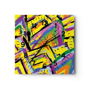 Wall clock - Clock on glass - Screaming from Joy - 30x30 cm
