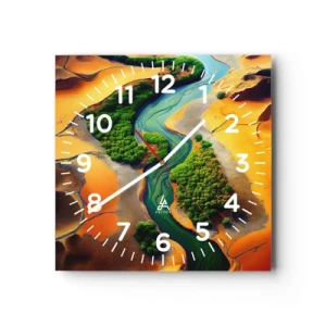 Wall clock - Clock on glass - Life-giving River - 30x30 cm