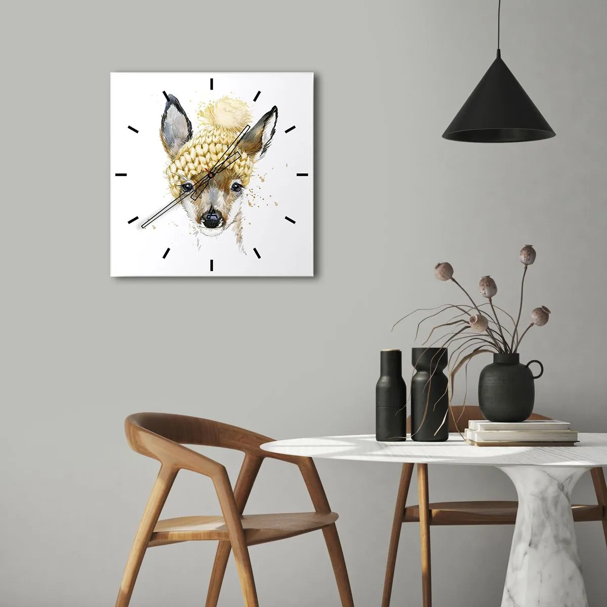 Wall clock - Clock on glass - For Winter in a Snowy Forest - 40x40 cm