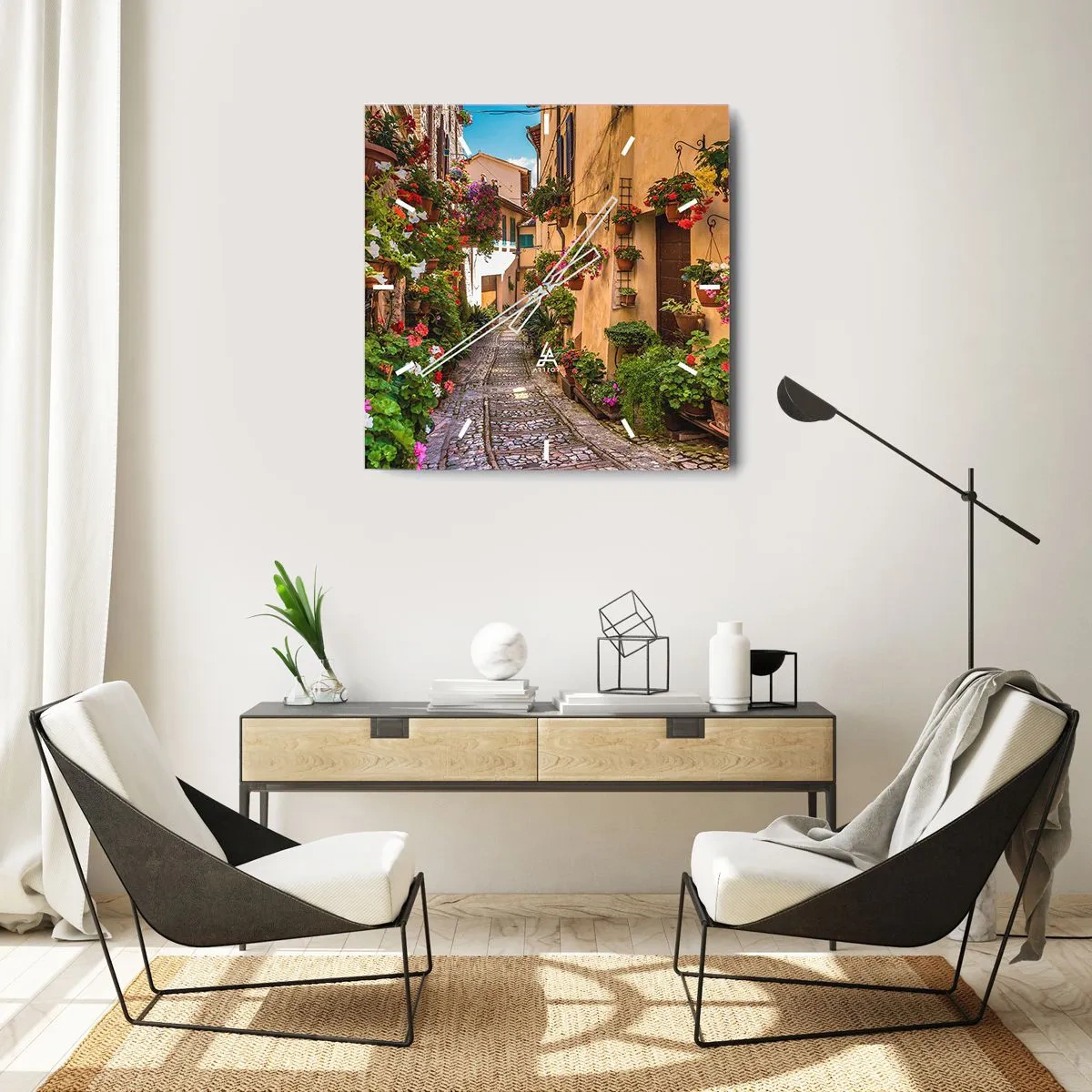 Wall clock - Clock on glass - Italian Back Street - 30x30 cm