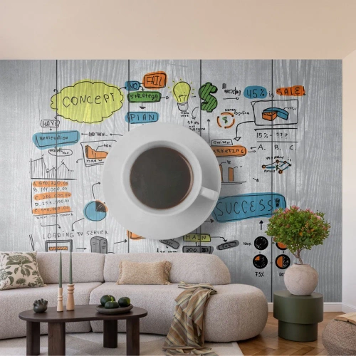 Photo Wallpaper Standard Eco - Time for a Break - Graphics, Coffee, Espresso - 450x315 cm