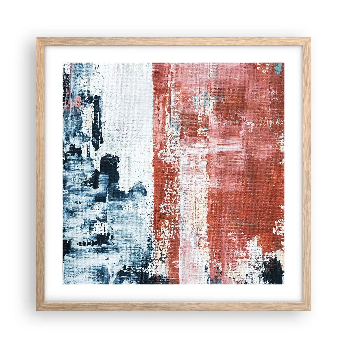 Poster in light oak frame - Abstract Fifty Fifty - 50x50 cm