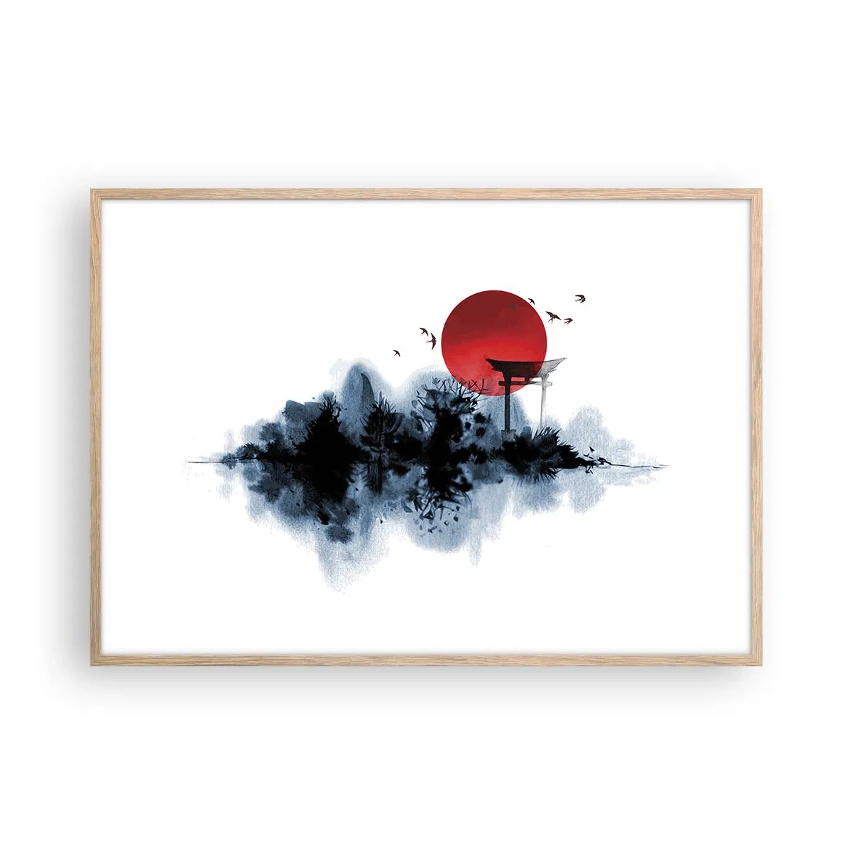 Poster in light oak frame - Japanese View - 100x70 cm