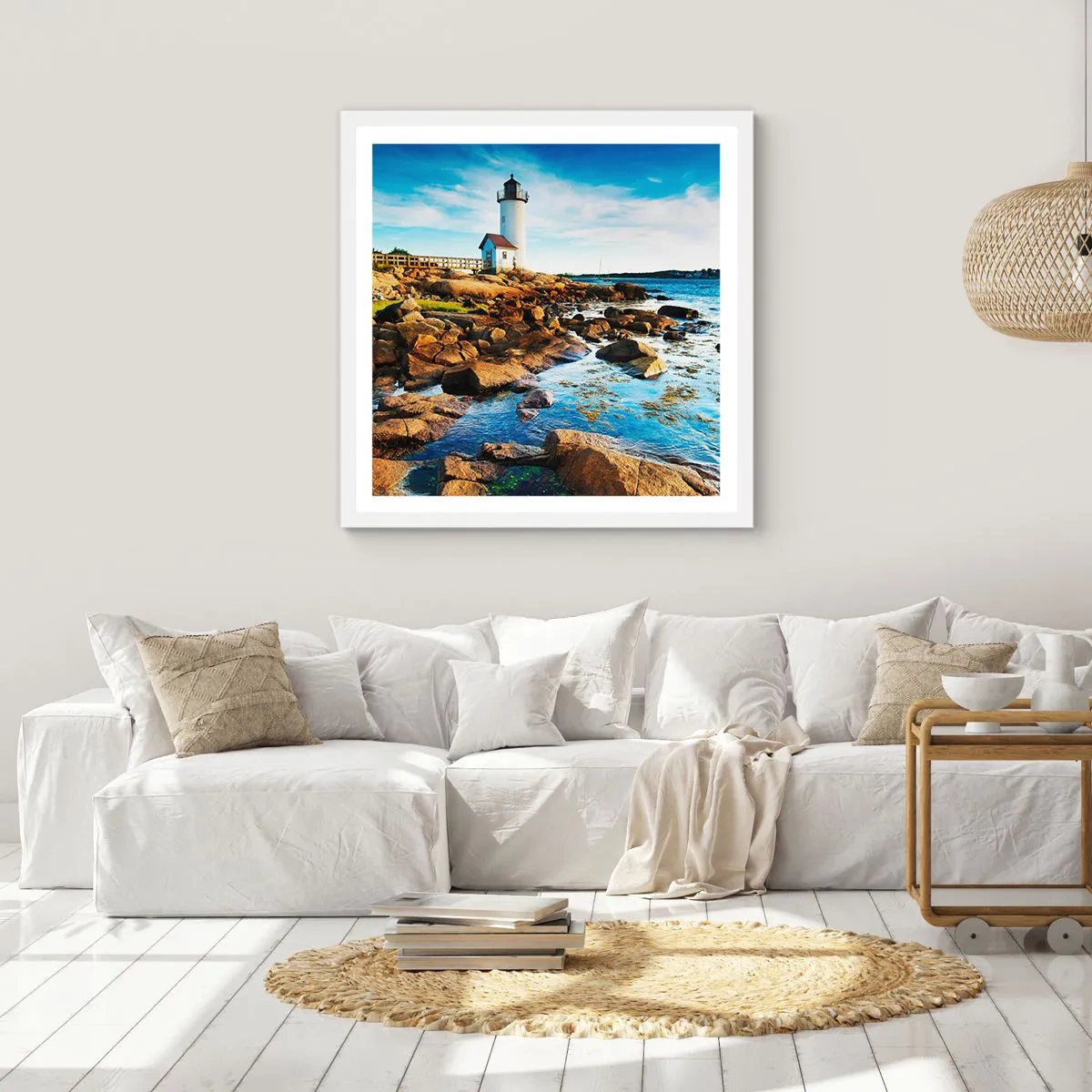 Poster in white frmae - Be Home Safe, I Am Waiting - 50x50 cm