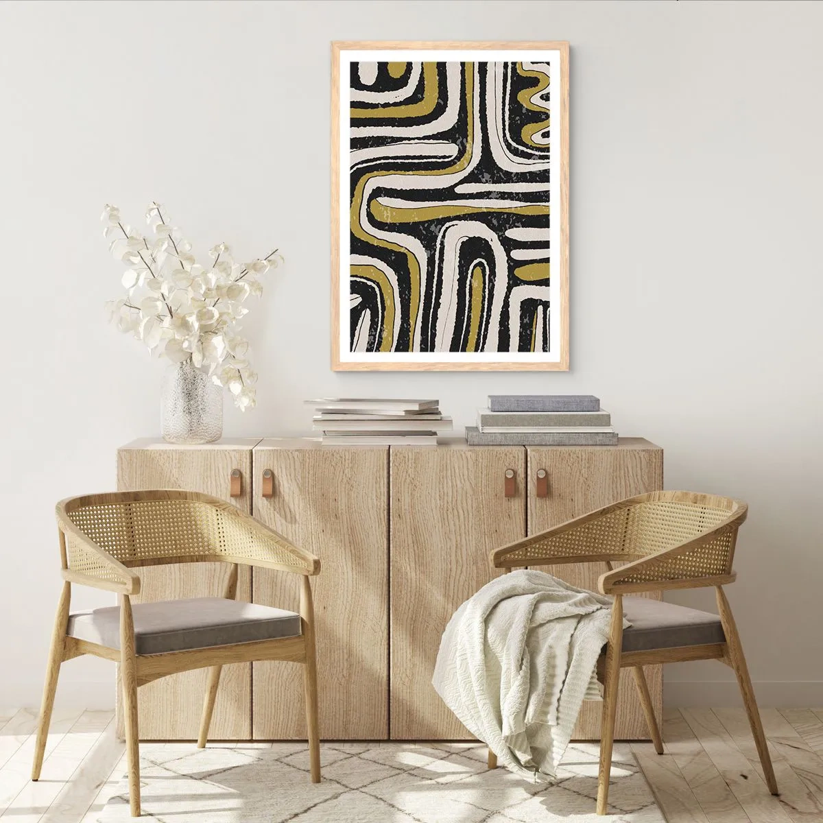 Poster in light oak frame - Compositions: Tracks and Alleys - 70x100 cm