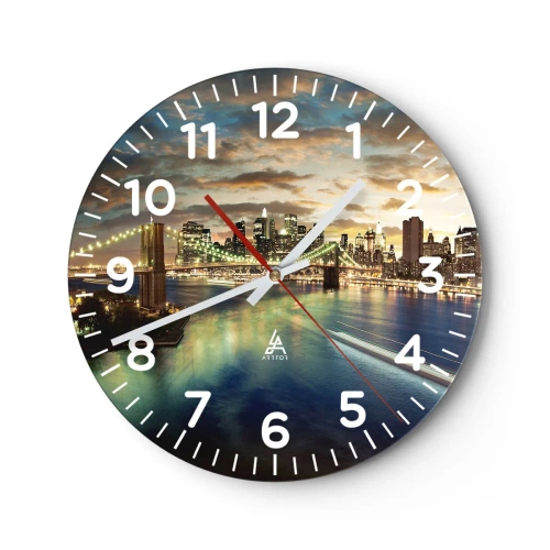 Wall clock - Clock on glass - Starry Night over Manhattan - 30x30 cm