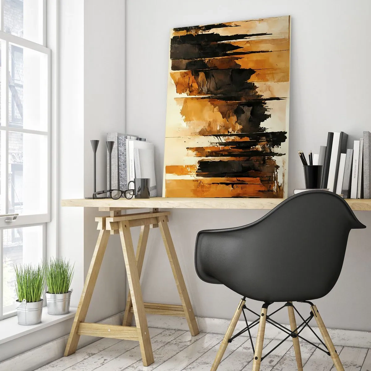 Glass picture - Harmony of Black and Gold - 50x70 cm