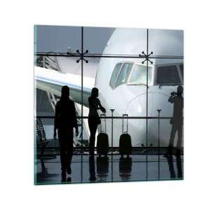 Glass picture - Via a Vis at the Aiport - 30x30 cm