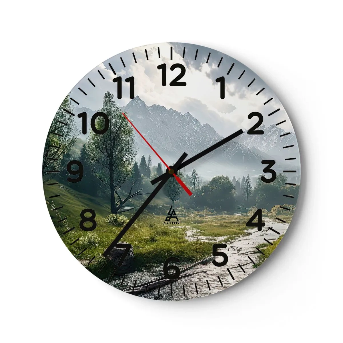 Wall clock - Clock on glass - There And Back - 40x40 cm