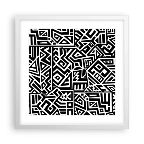 Poster in white frmae - Precolumbian Composition - 40x40 cm