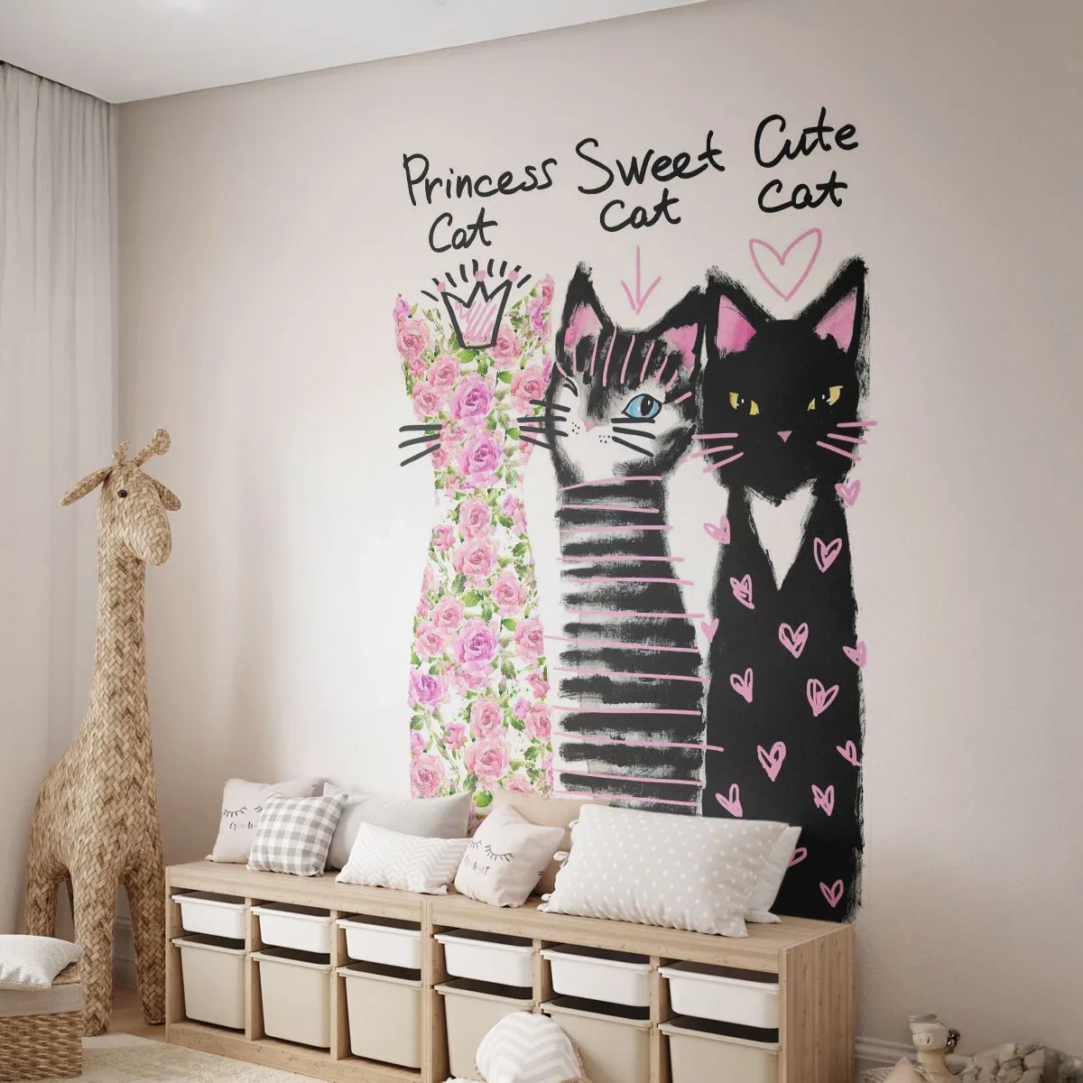 Photo Wallpaper Premium Canvas - There Were Three Kittens - For children, Cat, Animals - 350x256 cm