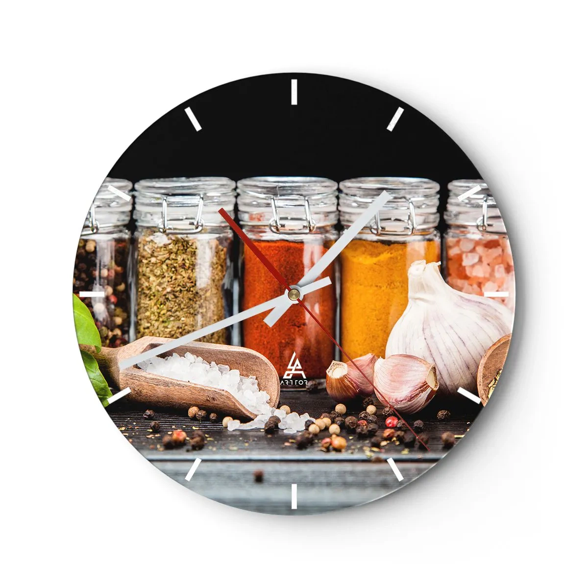 Wall clock - Clock on glass - Spicing Up Life - 40x40 cm