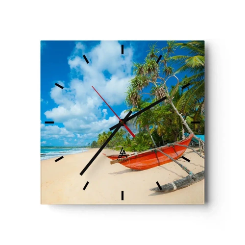 Wall clock - Clock on glass - Charm of the Tropics - 30x30 cm