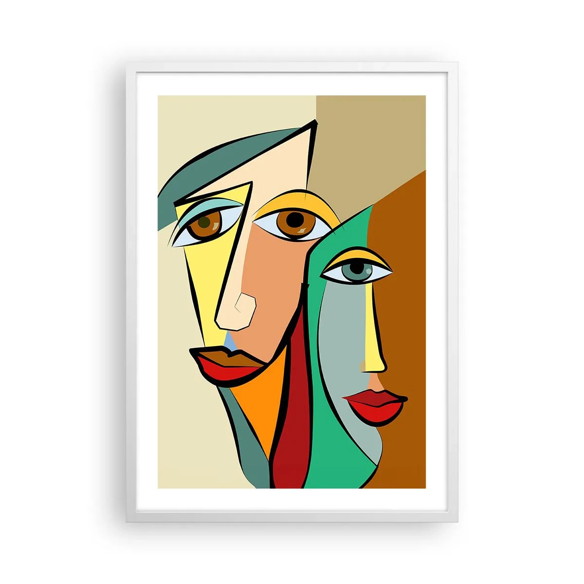 Poster in white frmae - Cubist Couple - 50x70 cm