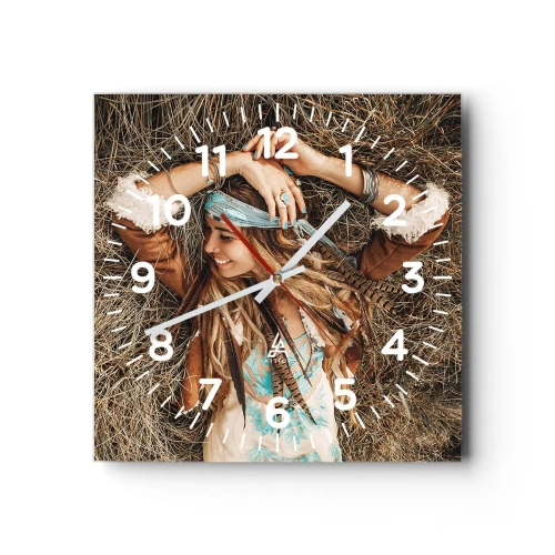 Wall clock - Clock on glass - On the Way to the Summer of Love - 30x30 cm
