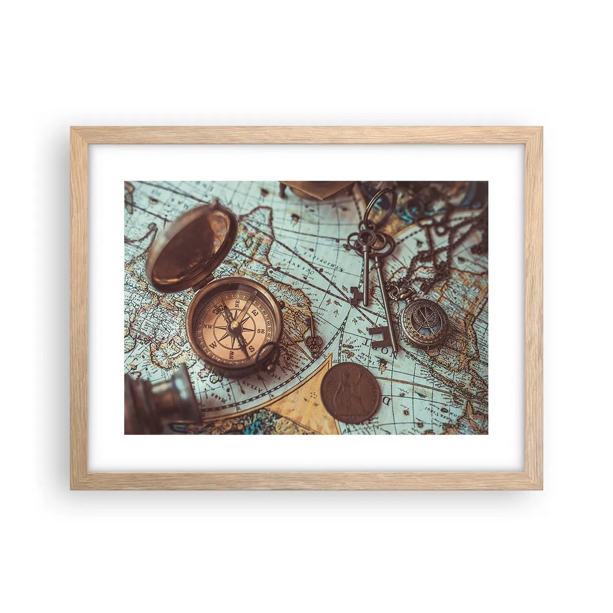 Poster in light oak frame - For Adventurers - 40x30 cm