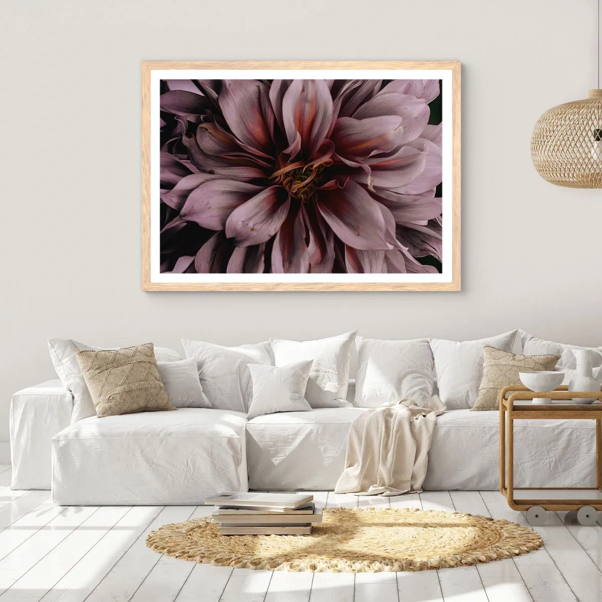 Poster in light oak frame - Flowery Heart - 91x61 cm