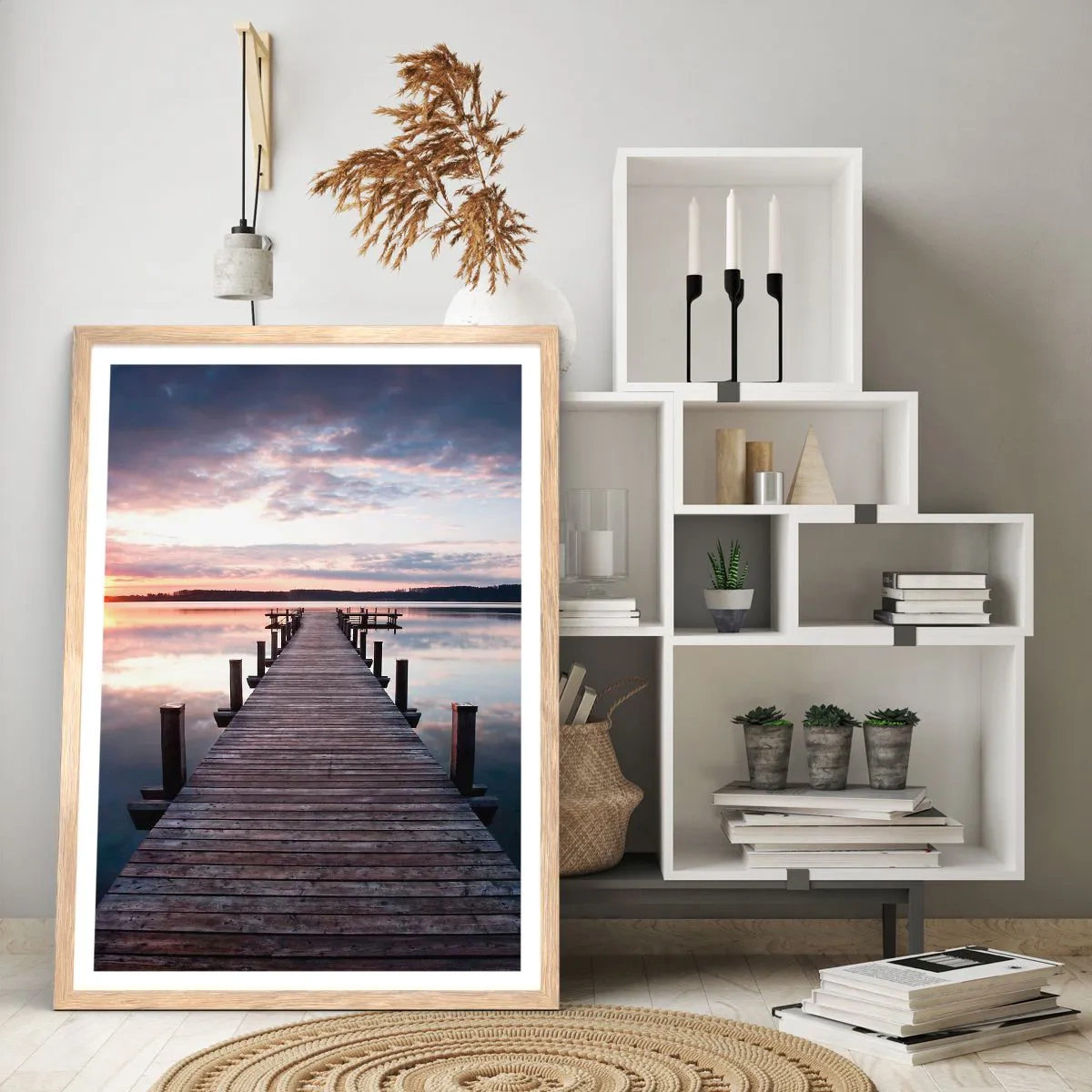 Poster in light oak frame - Quiet Border of Night and Day - 40x50 cm