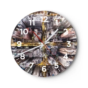 Wall clock - Clock on glass - Greetings from Hong Kong - 40x40 cm
