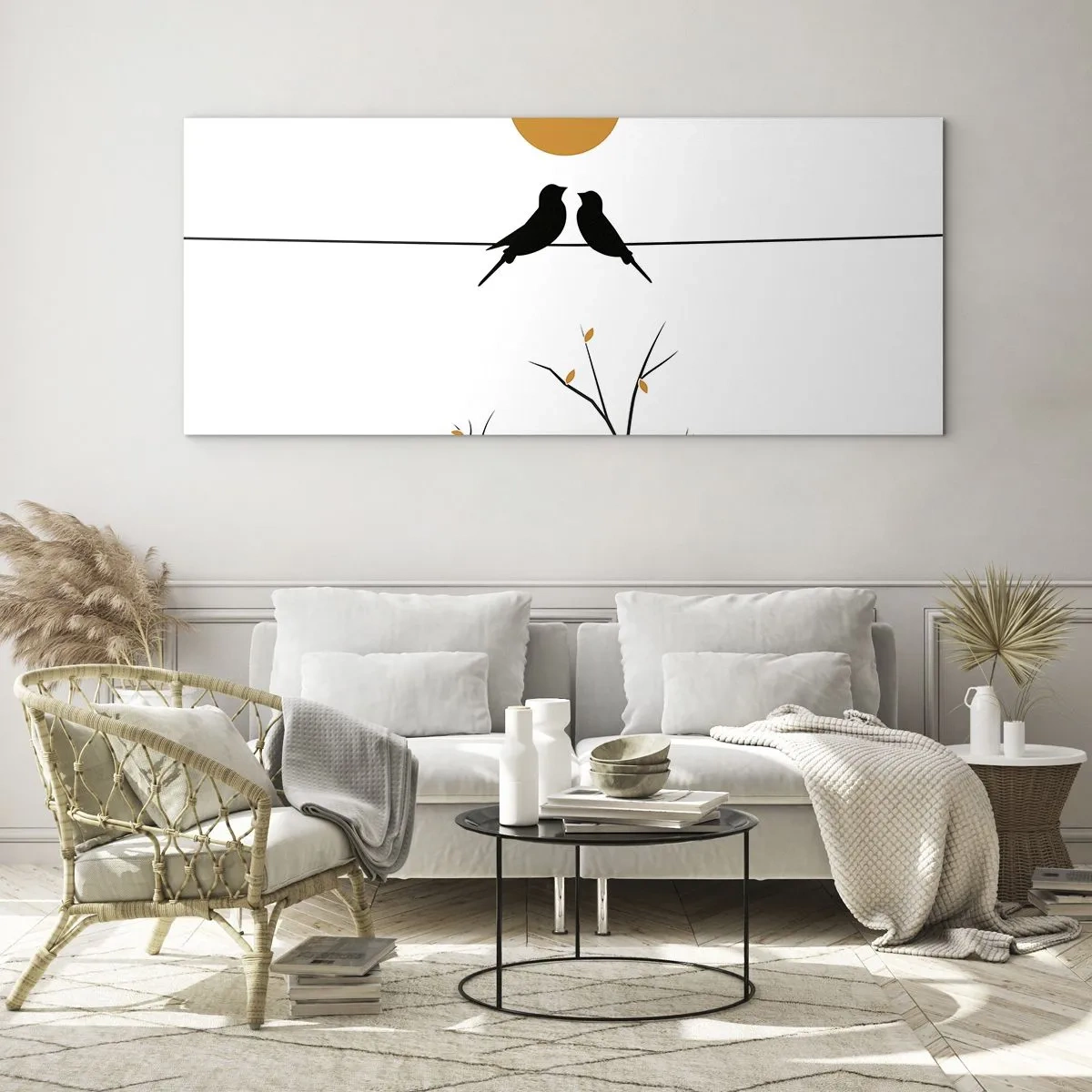 Glass picture - Nightingale Evening - 120x50 cm