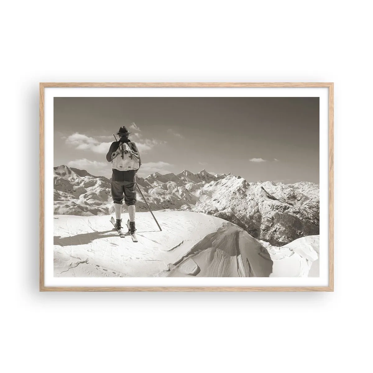 Poster in light oak frame - Mountains Are the Same - 100x70 cm