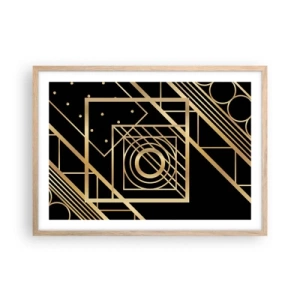 Poster in light oak frame - Golden Geometry - 70x50 cm