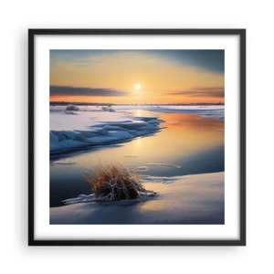 Poster in black frame - Winter Sunset - 50x50 cm