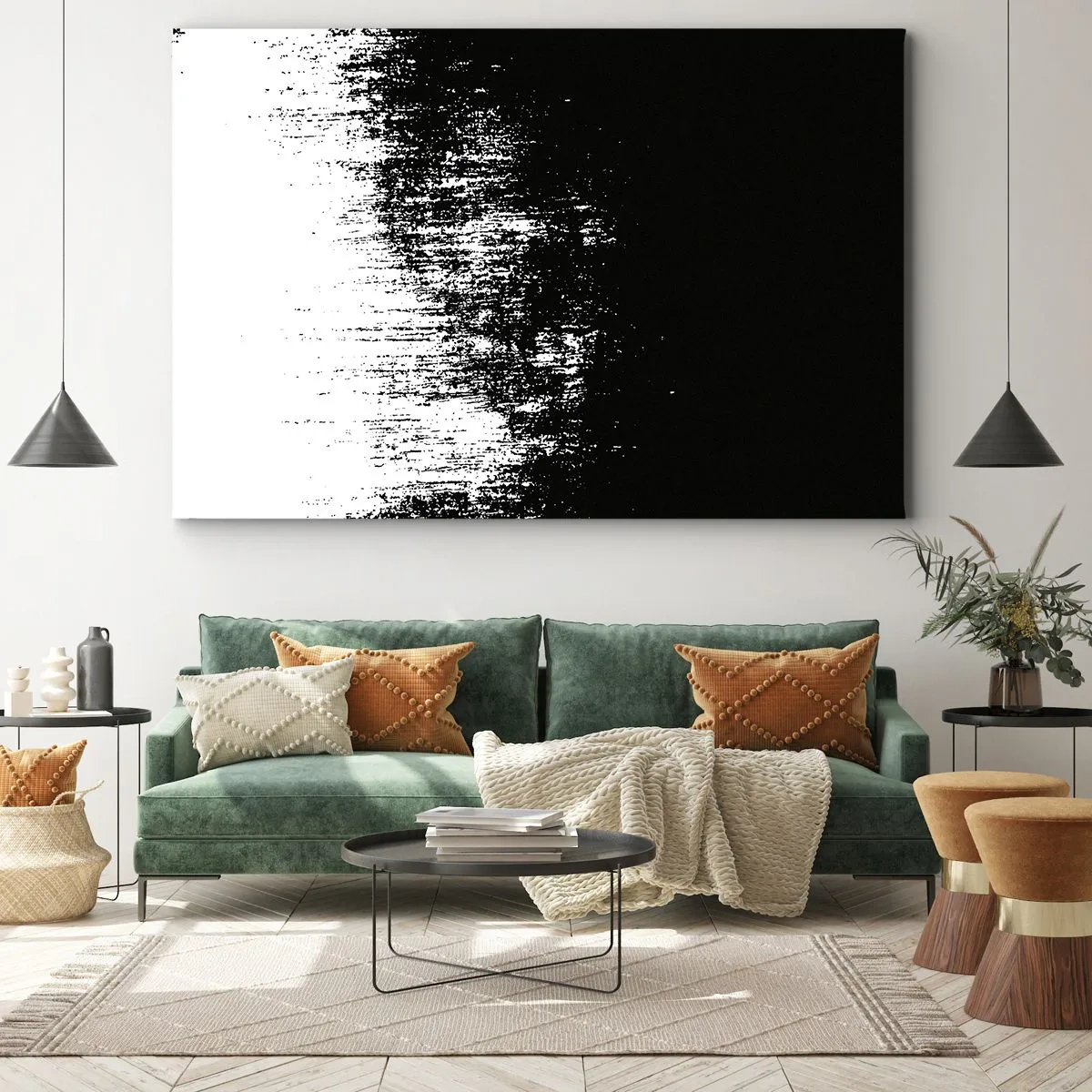 Canvas picture - Minimalist abstraction in black and white - 70x50cm - And the Winner Is… - Modern wall decoration for the living room and bedroom ARTTOR