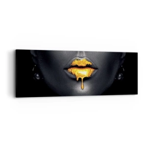 Canvas picture - Golden Lips - 90x30 cm