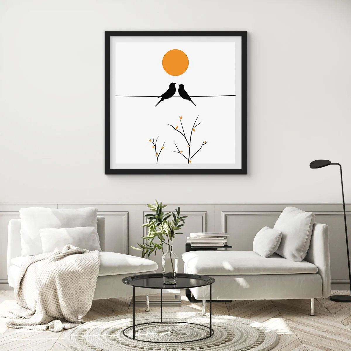 Poster in black frame - Nightingale Evening - 50x50 cm