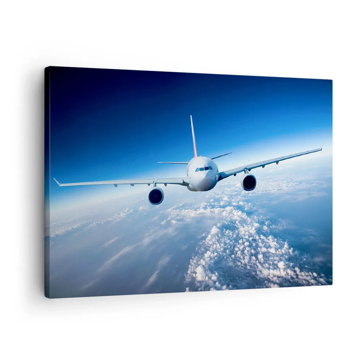 Canvas picture - An airplane flying above the clouds against a blue sky - 70x50cm - I Am Flying - Modern wall decoration for the living room and bedroom ARTTOR