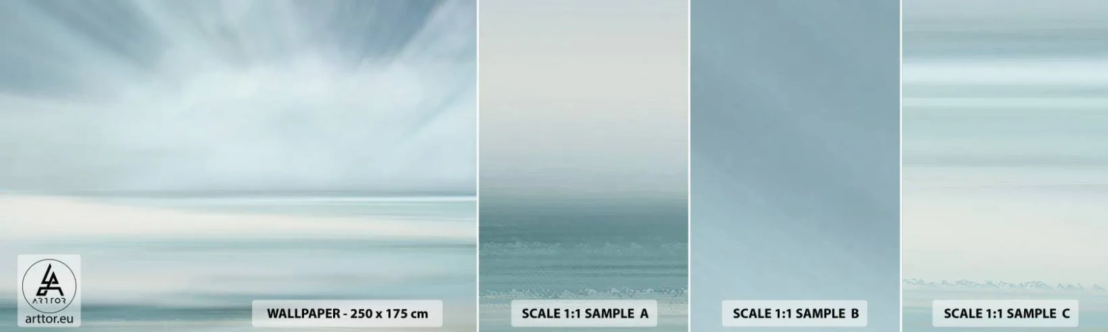 Photo Wallpaper Sample Self-Adhesive Deluxe Sticker - Calm up to the Horizon - Bright, Piece, Sky - 100x30 cm