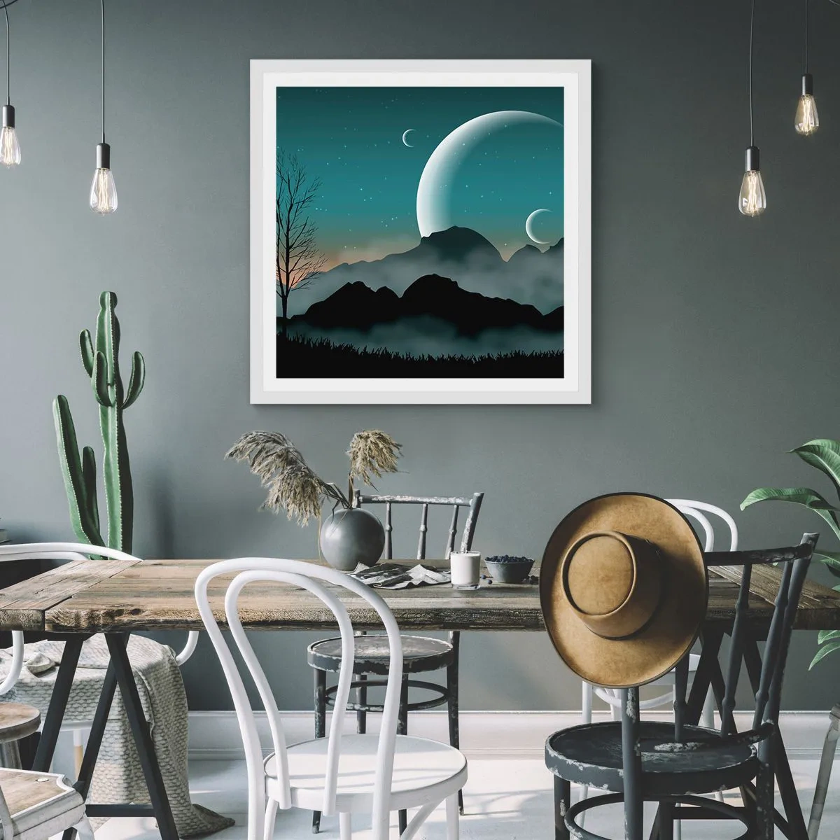 Poster in white frmae - Carnival of a Starry Night - 30x30 cm