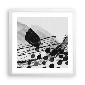 Poster in white frmae - Black and White Organic Abstraction - 40x40 cm