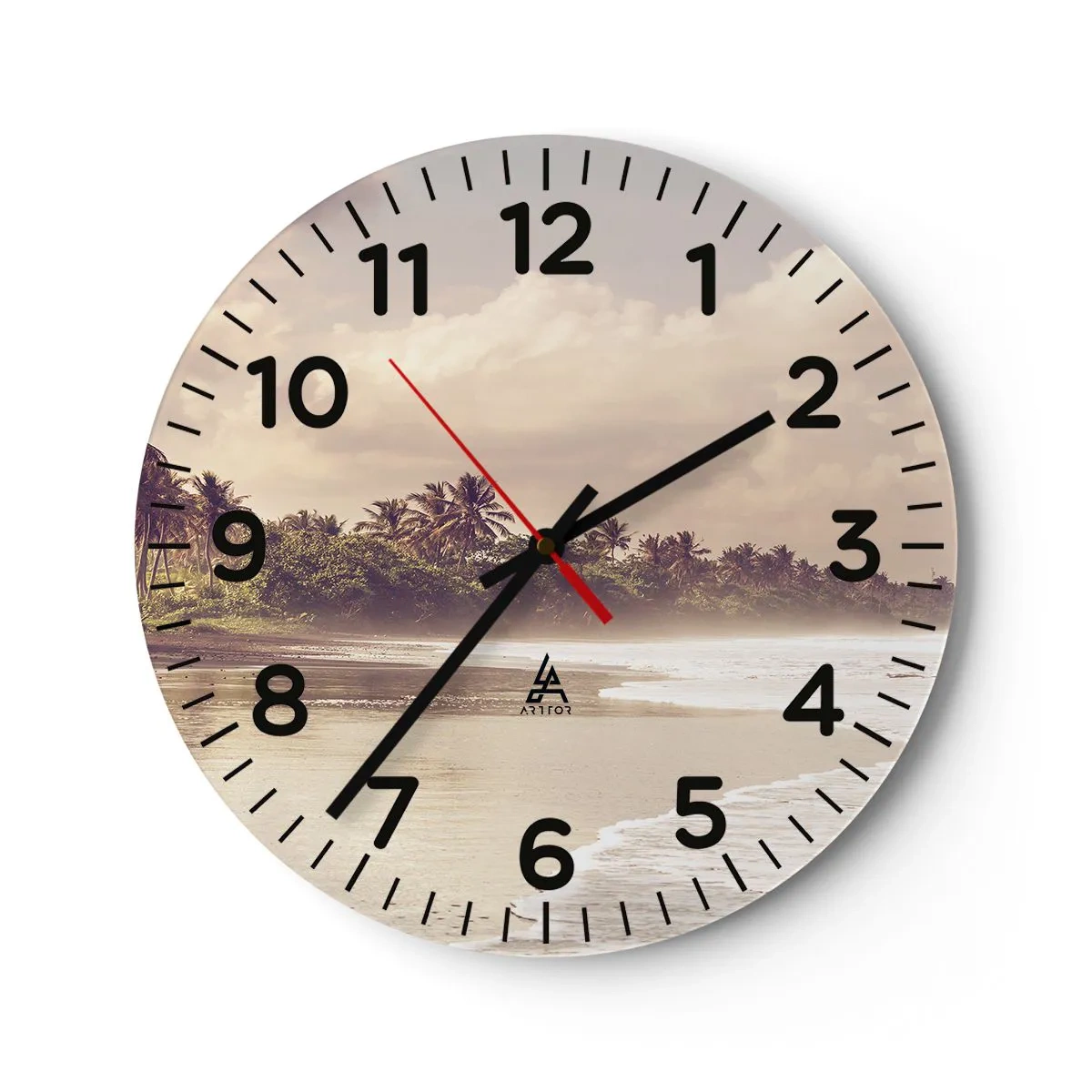 Wall clock - Clock on glass - Caress of the Waves - 30x30 cm