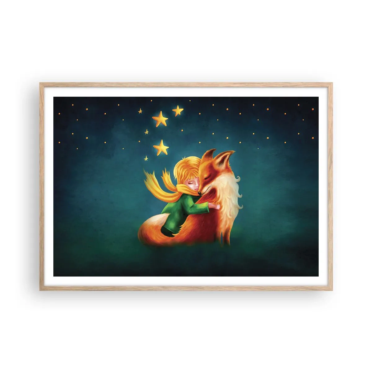 Poster in light oak frame - Little Prince - 100x70 cm