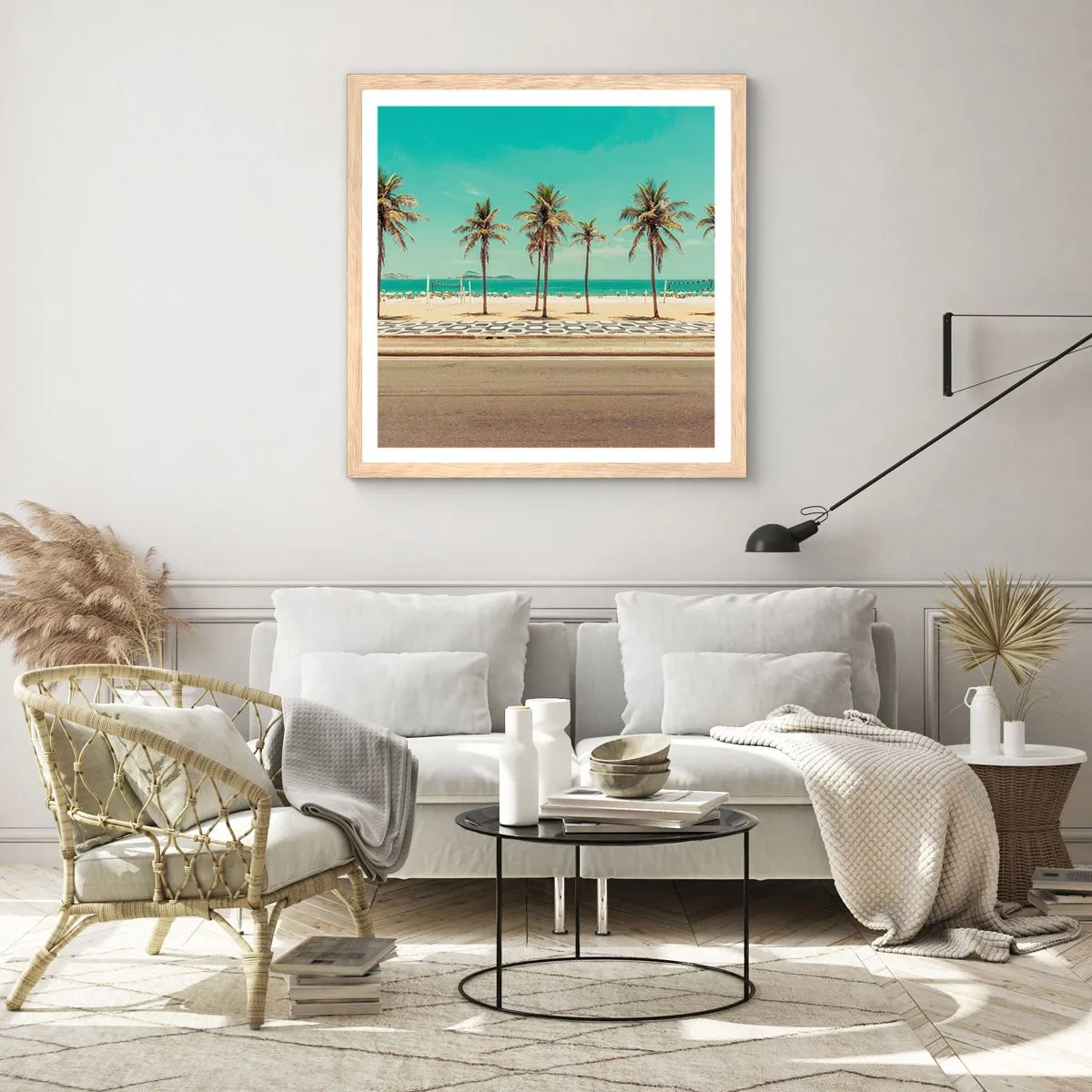 Poster in light oak frame - By the Beach - 60x60 cm