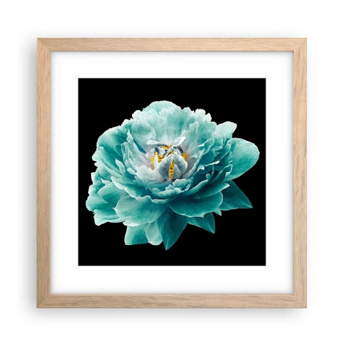 Poster in light oak frame - Blue and Gold Petals - 30x30 cm