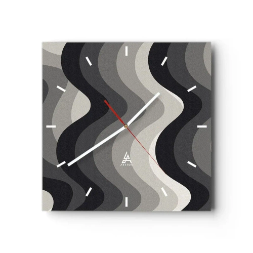 Wall clock - Clock on glass - Wave after Wave - 40x40 cm