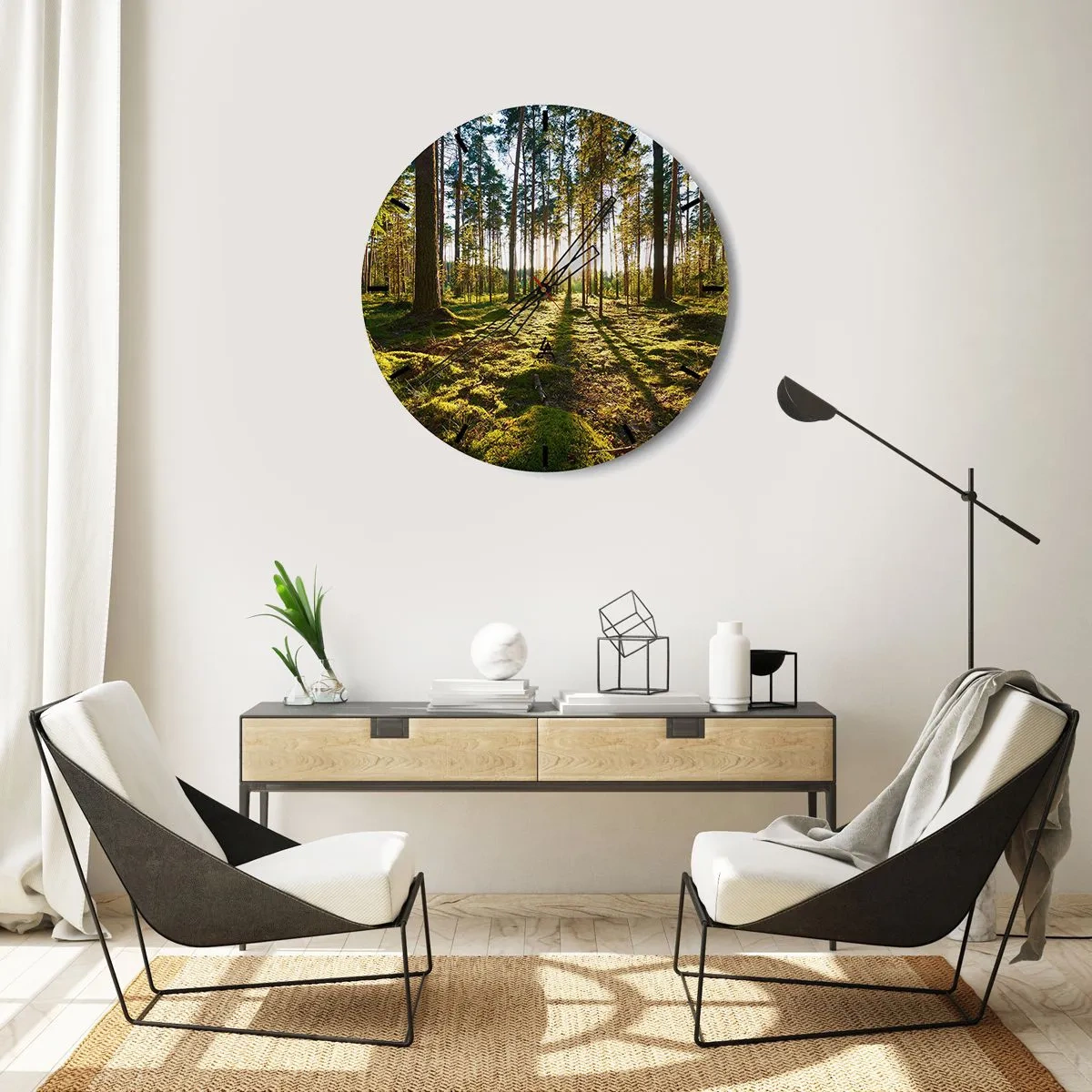 Wall clock - Clock on glass - Deep in the Forest - 40x40 cm