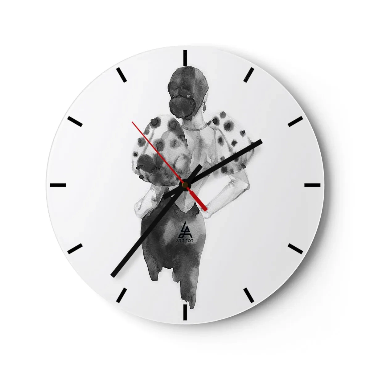 Wall clock - Clock on glass - She Passed by - 40x40 cm