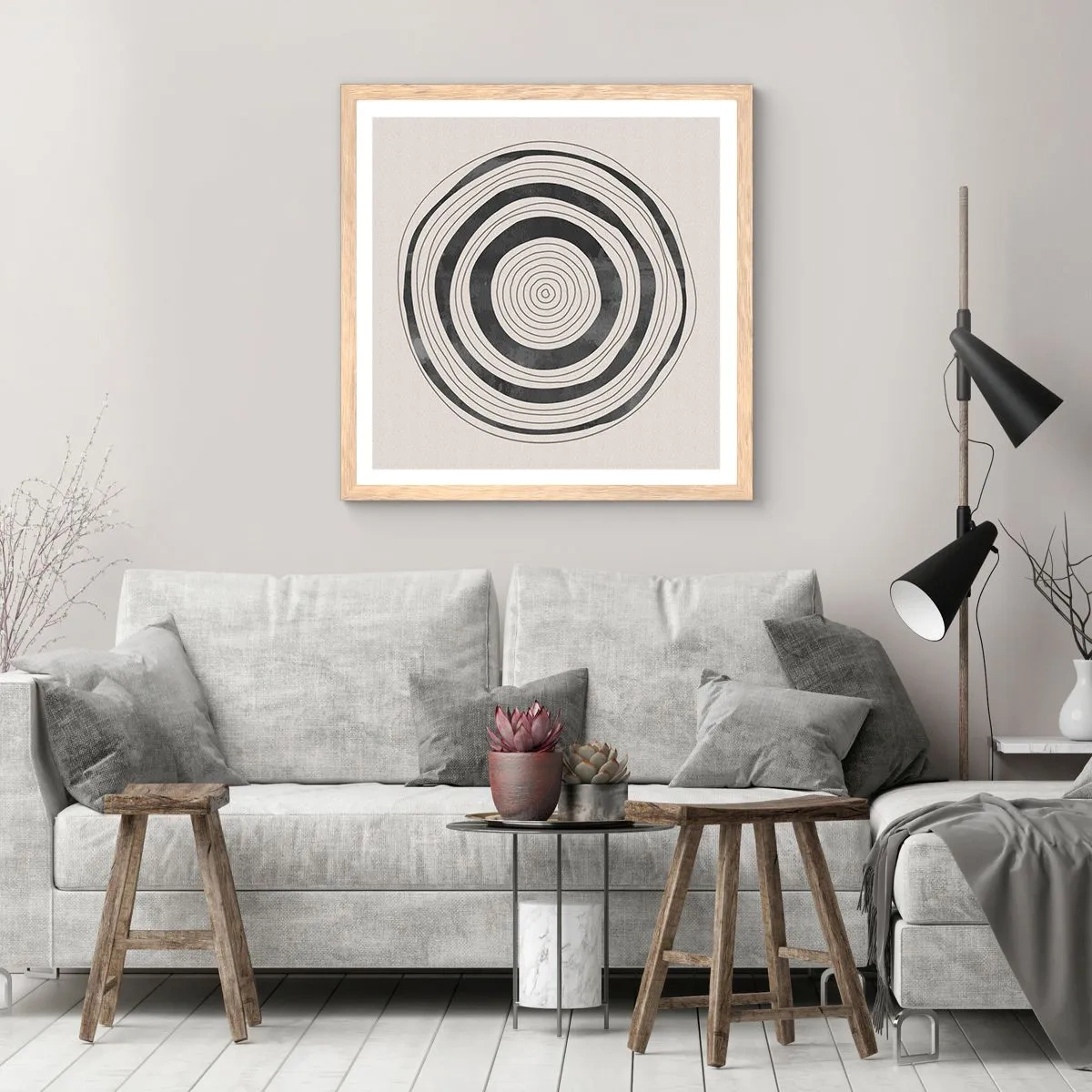 Poster in light oak frame - Important What's in Between - 60x60 cm