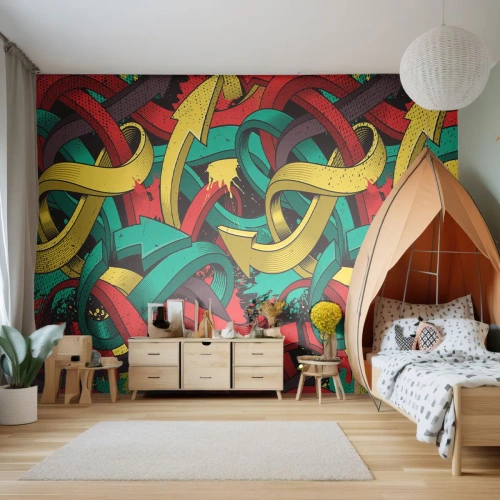 Custom Self-Adhesive Wallpaper Deluxe Sticker - Which Way? - Abstraction, Piece, Comic book