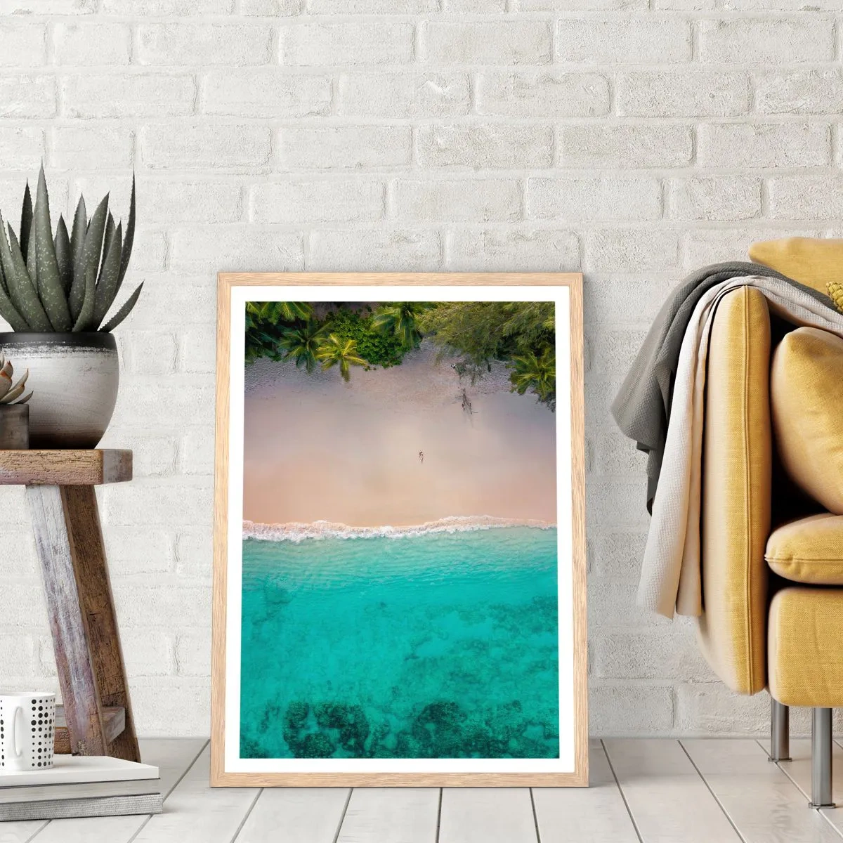 Poster in light oak frame - Paradise Beach - 40x50 cm