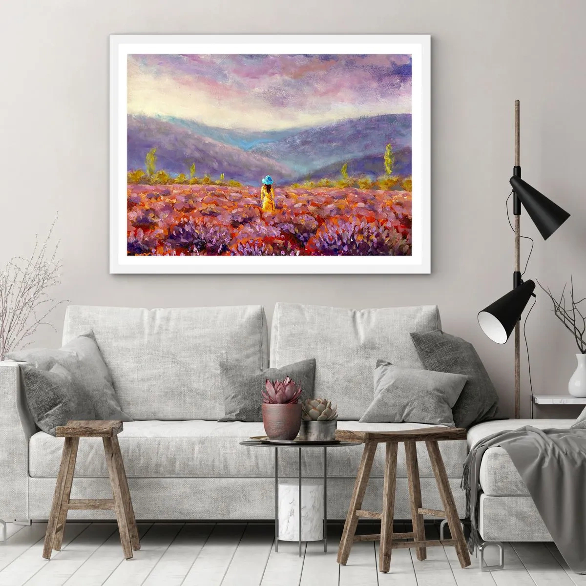 Poster in white frmae - In Lavendar World - 100x70 cm