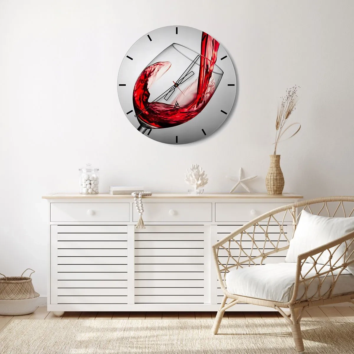 Wall clock - Clock on glass - Colour - Movement - Sound - 40x40 cm