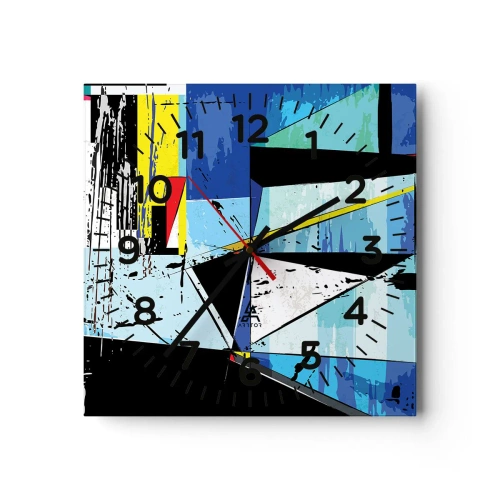 Wall clock - Clock on glass - Looking at the World at an Angle - 40x40 cm