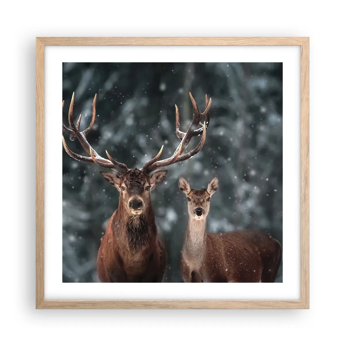 Poster in light oak frame - Master of the Forest with His Wife - 50x50 cm