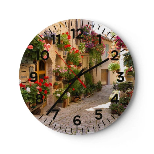 Wall clock - Clock on glass - Flood of Flowers - 40x40 cm
