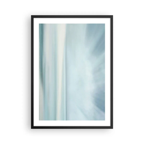 Poster in black frame - Subtle abstraction in shades of blue and white - 50x70cm - Calm up to the Horizon - Modern wall decoration for the living room and bedroom ARTTOR